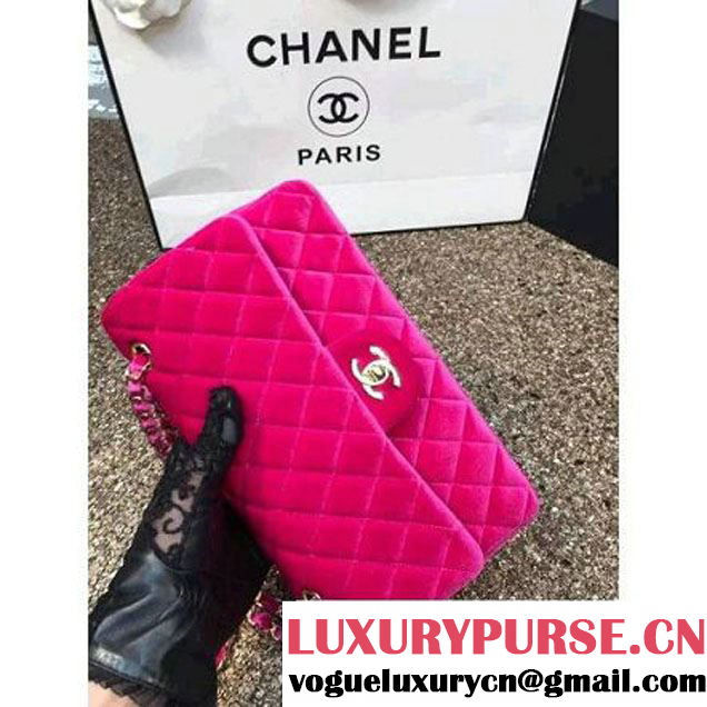 Chanel Velvet Classic Regular A1112 Flap Bag Rosy (Gold Hardware) (MC-112048 )
