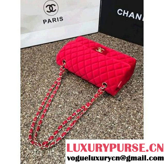 Chanel Velvet Classic Regular A1112 Flap Bag Red (gold Hardware) (MC-112050 )