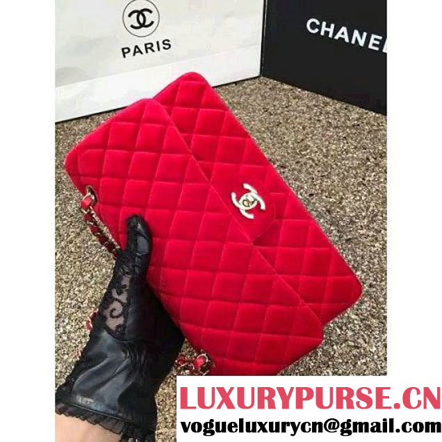 Chanel Velvet Classic Regular A1112 Flap Bag Red (gold Hardware) (MC-112050 )