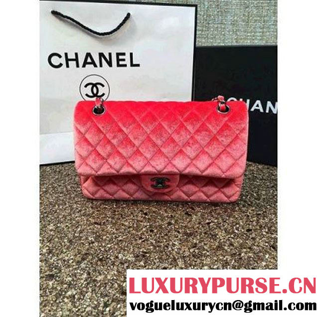 Chanel Velvet Classic Regular A1112 Flap Bag Orange (Black Hardware) (MC-112052 )