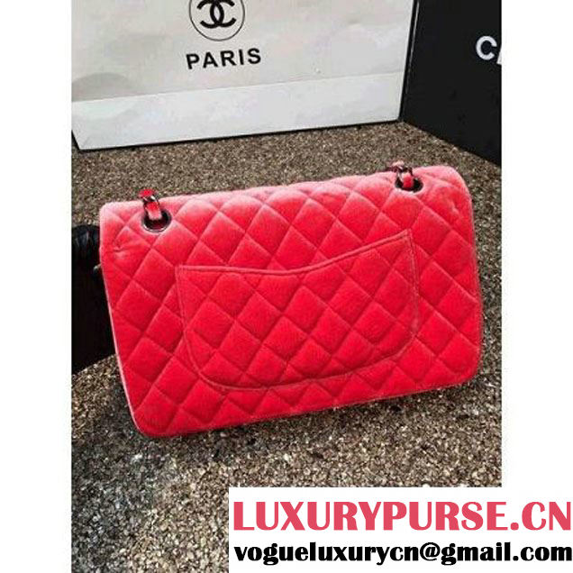 Chanel Velvet Classic Regular A1112 Flap Bag Orange (Black Hardware) (MC-112052 )