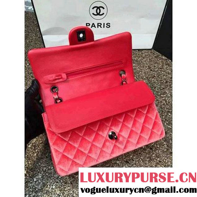 Chanel Velvet Classic Regular A1112 Flap Bag Orange (Black Hardware) (MC-112052 )