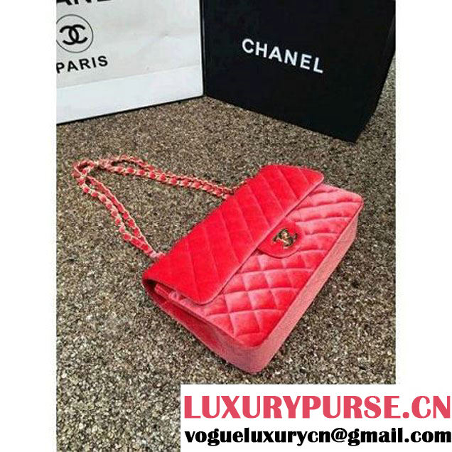 Chanel Velvet Classic Regular A1112 Flap Bag Orange (Gold Hardware) (MC-112053 )