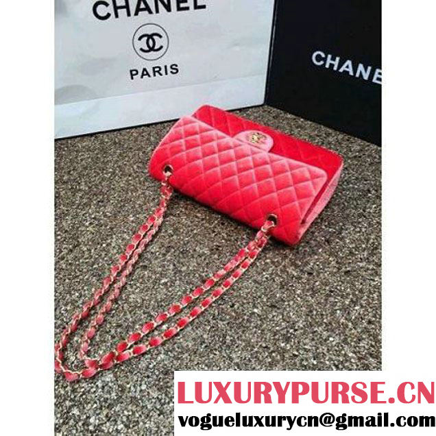 Chanel Velvet Classic Regular A1112 Flap Bag Orange (Gold Hardware) (MC-112053 )
