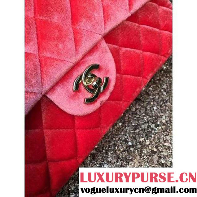 Chanel Velvet Classic Regular A1112 Flap Bag Orange (Gold Hardware) (MC-112053 )