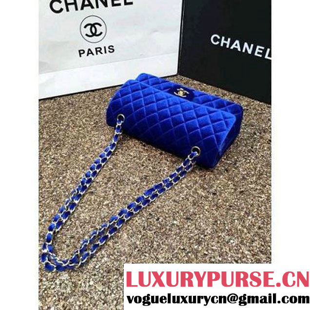 Chanel Velvet Classic Regular A1112 Flap Bag Royal Blue (Gold Hardware) (MC-112056 )