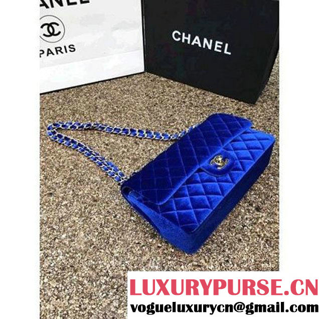 Chanel Velvet Classic Regular A1112 Flap Bag Royal Blue (Gold Hardware) (MC-112056 )