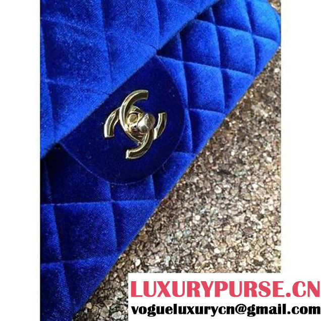 Chanel Velvet Classic Regular A1112 Flap Bag Royal Blue (Gold Hardware) (MC-112056 )