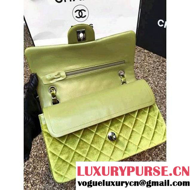 Chanel Velvet Classic Regular A1112 Flap Bag Grassy (Silver Hardware) (MC-112057 )