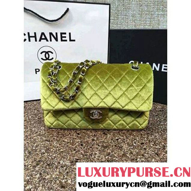 Chanel Velvet Classic Regular A1112 Flap Bag Grassy (Silver Hardware) (MC-112057 )