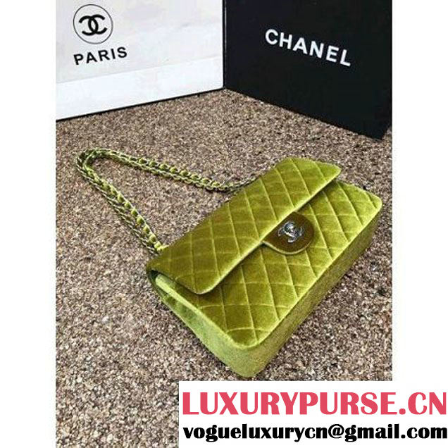 Chanel Velvet Classic Regular A1112 Flap Bag Grassy (Silver Hardware) (MC-112057 )