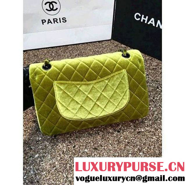 Chanel Velvet Classic Regular A1112 Flap Bag Grassy (Black Hardware) (MC-112058 )
