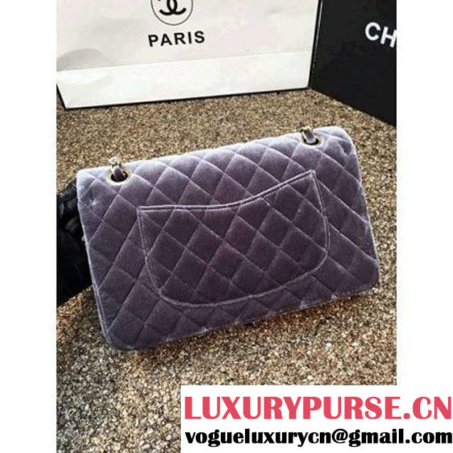 Chanel Velvet Classic Regular A1112 Flap Bag Grey (Gold Hardware) (MC-112060 )