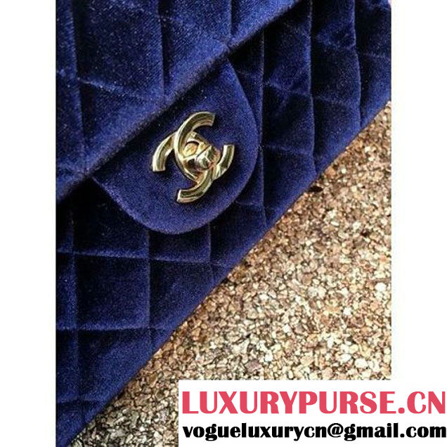 Chanel Velvet Classic Regular A1112 Flap Bag Deep Blue (Gold Hardware) (MC-112063 )