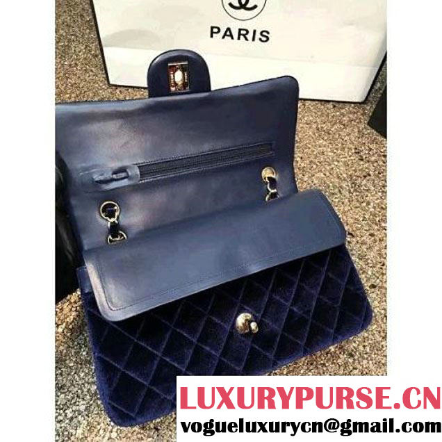 Chanel Velvet Classic Regular A1112 Flap Bag Deep Blue (Gold Hardware) (MC-112063 )