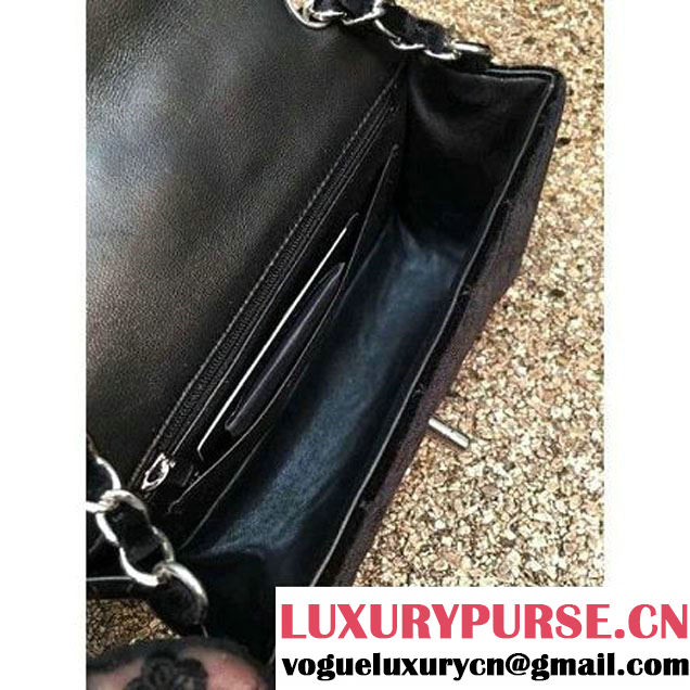 Chanel Velvet Classic Small A1116 Flap Bag Black (Silver Hardware) (MC-112065 )