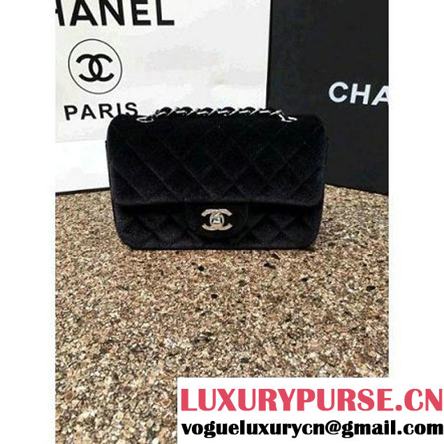 Chanel Velvet Classic Small A1116 Flap Bag Black (Silver Hardware) (MC-112065 )