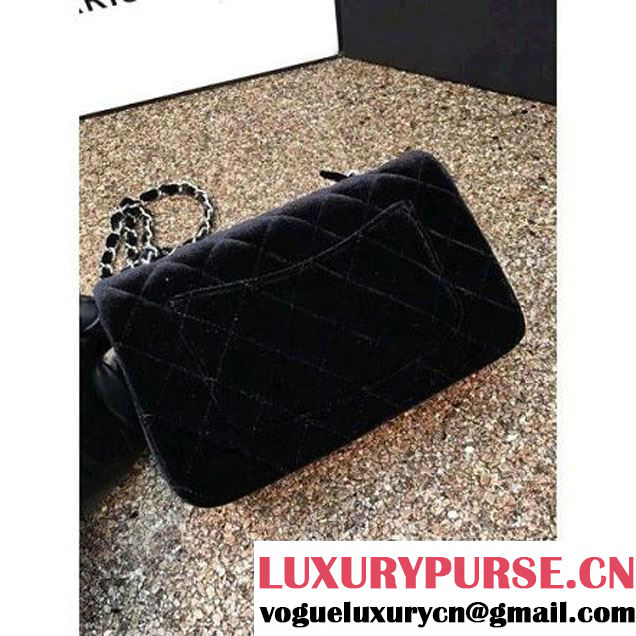 Chanel Velvet Classic Small A1116 Flap Bag Black (Silver Hardware) (MC-112065 )