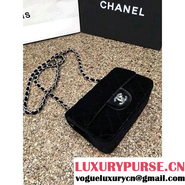 Chanel Velvet Classic Small A1116 Flap Bag Black (Silver Hardware) (MC-112065 )