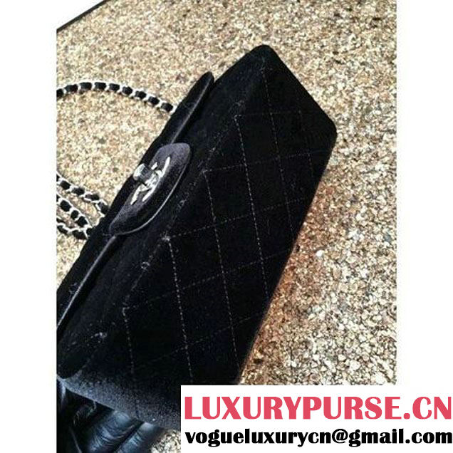 Chanel Velvet Classic Small A1116 Flap Bag Black (Silver Hardware) (MC-112065 )