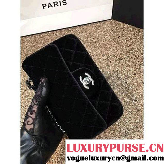 Chanel Velvet Classic Small A1116 Flap Bag Black (Silver Hardware) (MC-112065 )