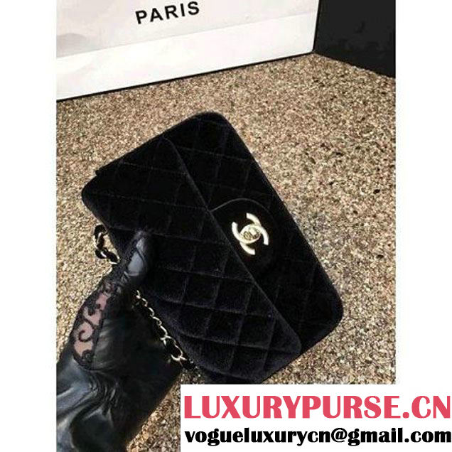 Chanel Velvet Classic Small A1116 Flap Bag Black (Gold Hardware) (MC-112066 )