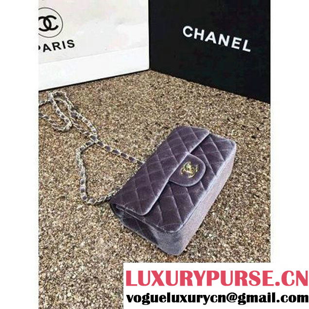 Chanel Velvet Classic Small A1116 Flap Bag Grey (Gold Hardware) (MC-112067 )