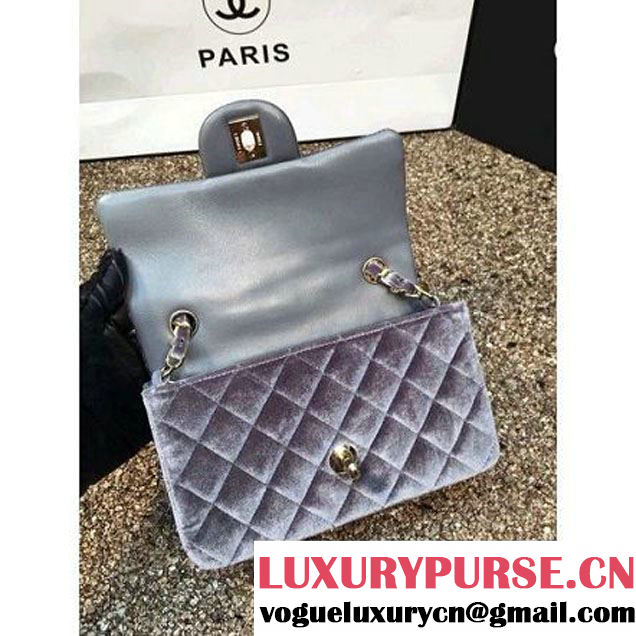 Chanel Velvet Classic Small A1116 Flap Bag Grey (Gold Hardware) (MC-112067 )
