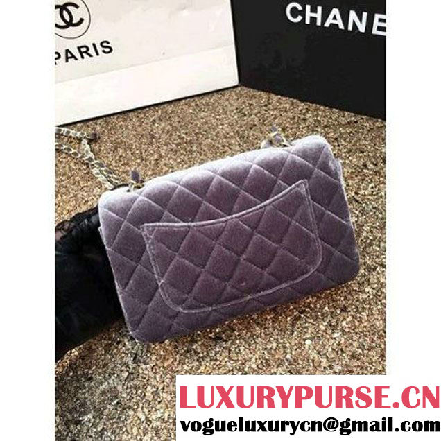 Chanel Velvet Classic Small A1116 Flap Bag Grey (Gold Hardware) (MC-112067 )