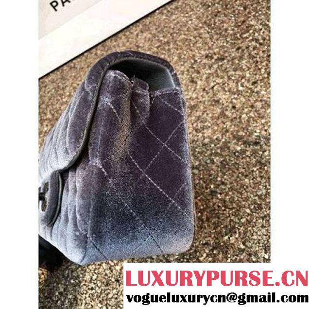 Chanel Velvet Classic Small A1116 Flap Bag Grey (Black Hardware) (MC-112068 )