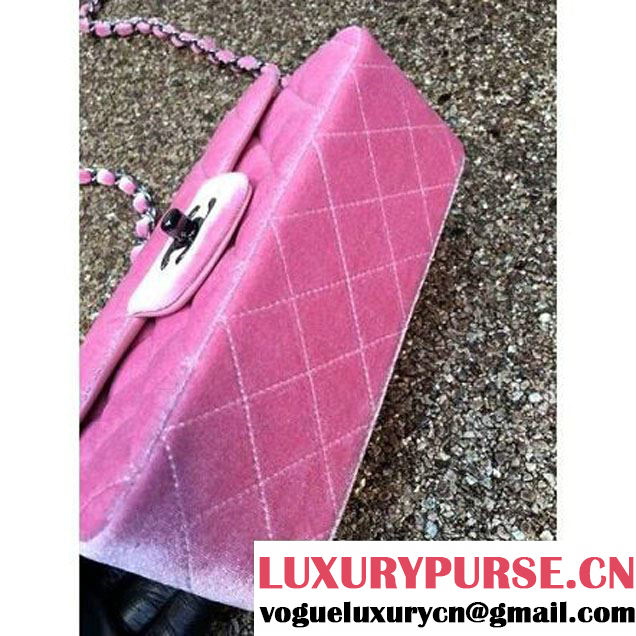 Chanel Velvet Classic Small A1116 Flap Bag Pink (Black Hardware) (MC-112069 )