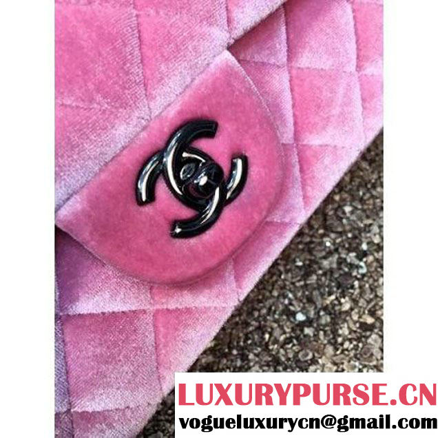 Chanel Velvet Classic Small A1116 Flap Bag Pink (Black Hardware) (MC-112069 )