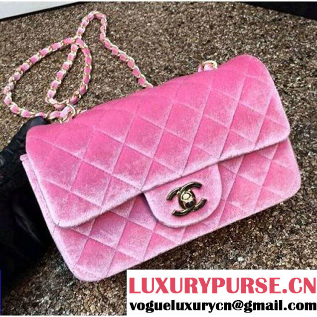 Chanel Velvet Classic Small A1116 Flap Bag Pink (Gold Hardware) (MC-112070 )