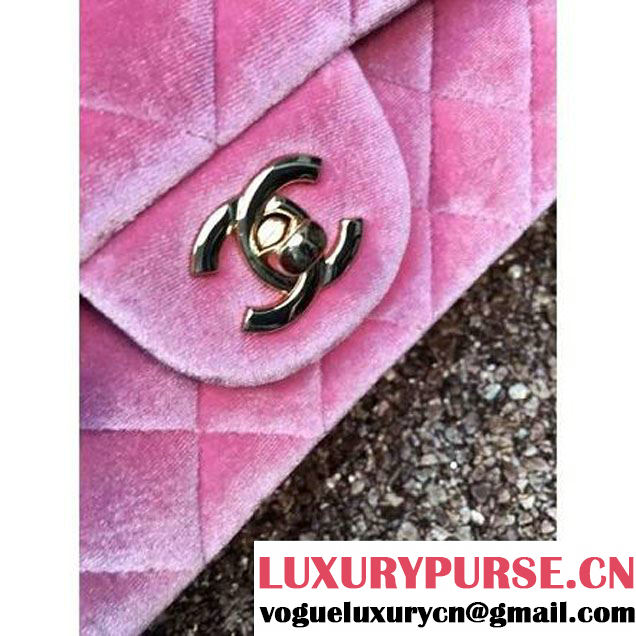 Chanel Velvet Classic Small A1116 Flap Bag Pink (Gold Hardware) (MC-112070 )