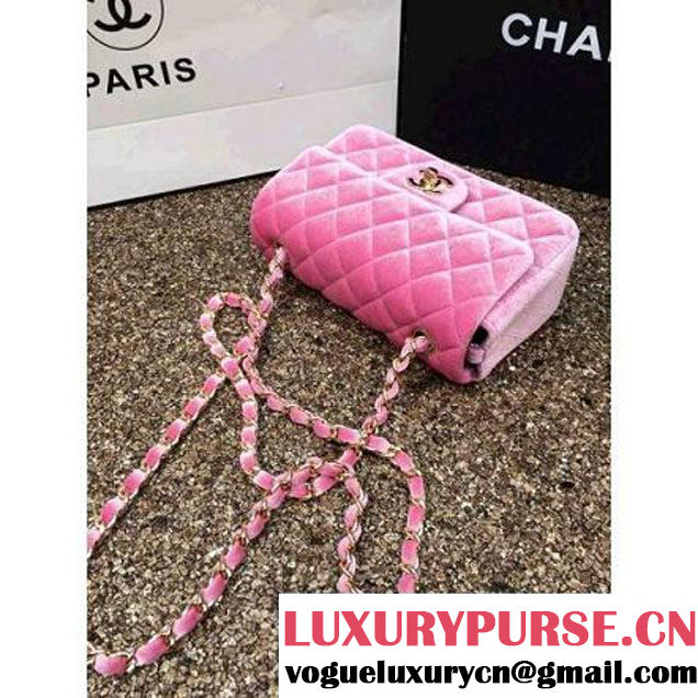 Chanel Velvet Classic Small A1116 Flap Bag Pink (Gold Hardware) (MC-112070 )