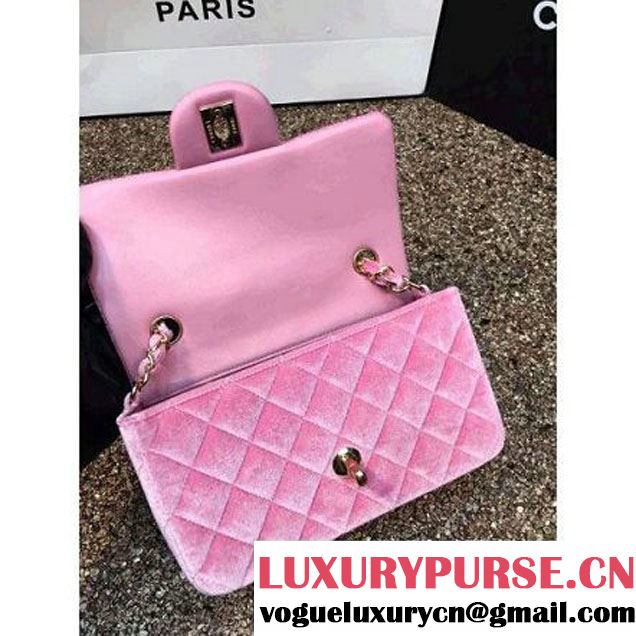 Chanel Velvet Classic Small A1116 Flap Bag Pink (Gold Hardware) (MC-112070 )