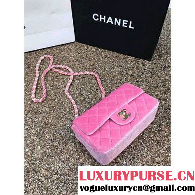 Chanel Velvet Classic Small A1116 Flap Bag Pink (Gold Hardware) (MC-112070 )