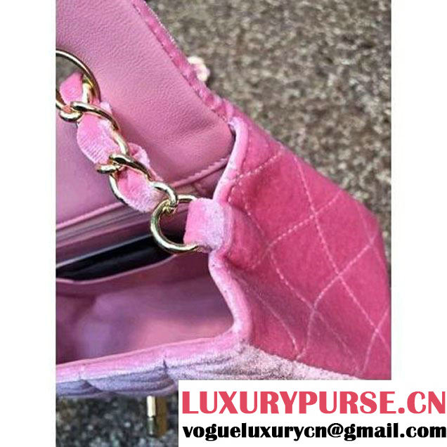 Chanel Velvet Classic Small A1116 Flap Bag Pink (Gold Hardware) (MC-112070 )