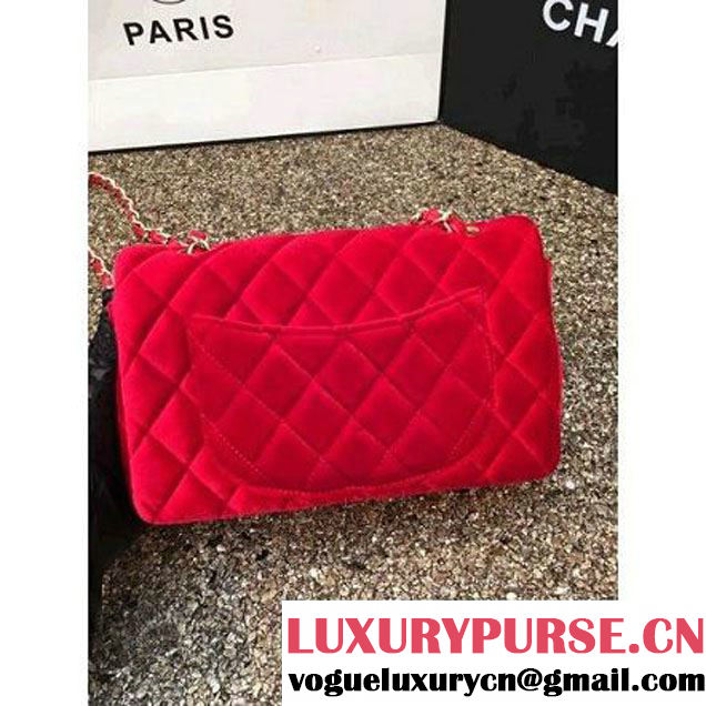 Chanel Velvet Classic Small A1116 Flap Bag Red (Gold Hardware) (MC-112071 )