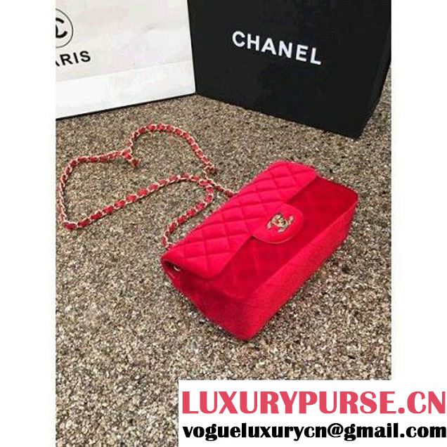 Chanel Velvet Classic Small A1116 Flap Bag Red (Gold Hardware) (MC-112071 )
