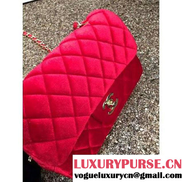 Chanel Velvet Classic Small A1116 Flap Bag Red (Gold Hardware) (MC-112071 )