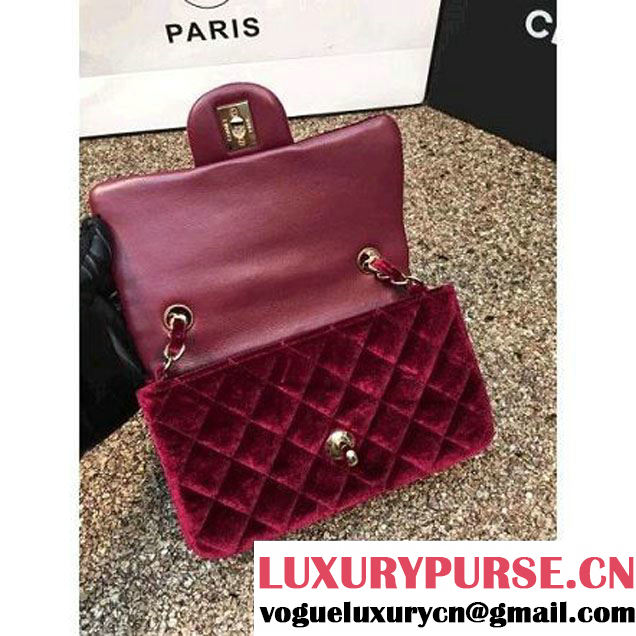 Chanel Velvet Classic Small A1116 Flap Bag Burgundy (Gold Hardware) (MC-112074 )