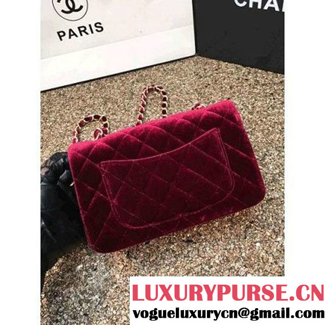 Chanel Velvet Classic Small A1116 Flap Bag Burgundy (Gold Hardware) (MC-112074 )