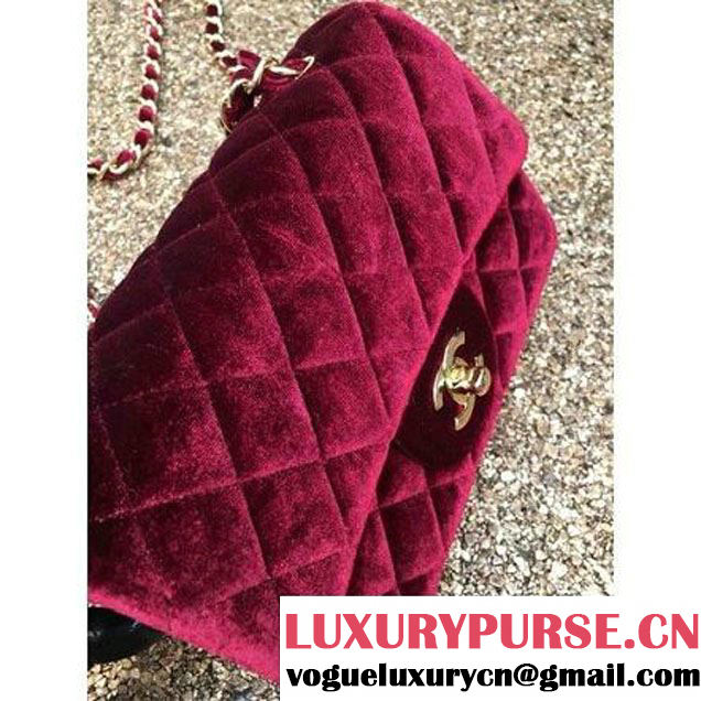 Chanel Velvet Classic Small A1116 Flap Bag Burgundy (Gold Hardware) (MC-112074 )