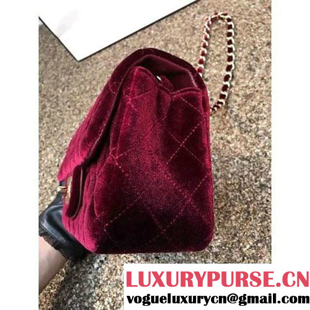 Chanel Velvet Classic Small A1116 Flap Bag Burgundy (Gold Hardware) (MC-112074 )