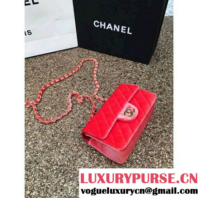 Chanel Velvet Classic Small A1116 Flap Bag Orange (Gold Hardware) (MC-112076 )