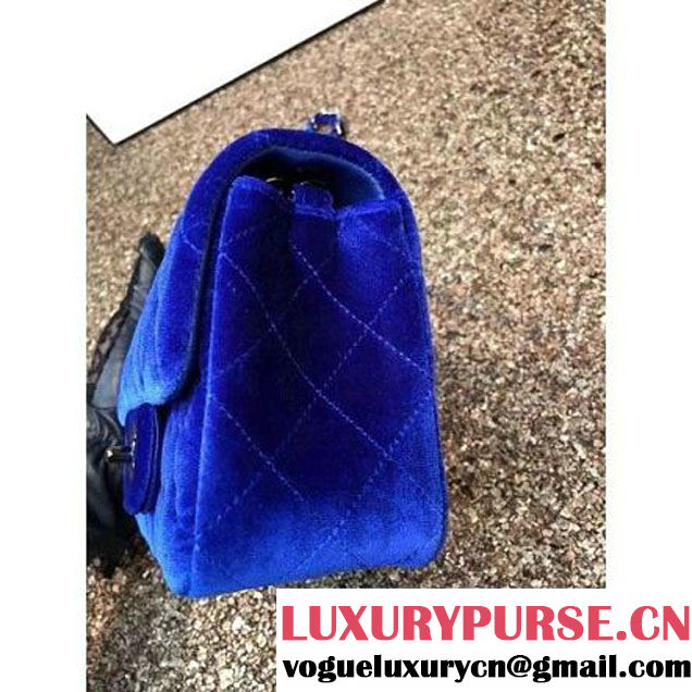 Chanel Velvet Classic Small A1116 Flap Bag Royal Blue (Black Hardware) (MC-112077 )