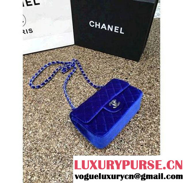 Chanel Velvet Classic Small A1116 Flap Bag Royal Blue (Gold Hardware) (MC-112078 )