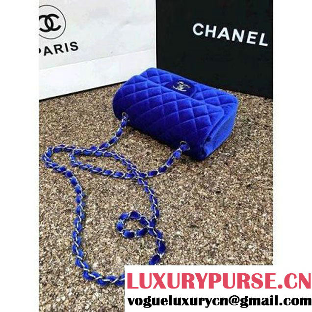 Chanel Velvet Classic Small A1116 Flap Bag Royal Blue (Gold Hardware) (MC-112078 )