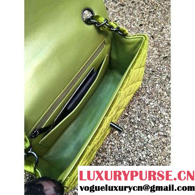 Chanel Velvet Classic Small A1116 Flap Bag Royal Grassy (Black Hardware) (MC-112089 )
